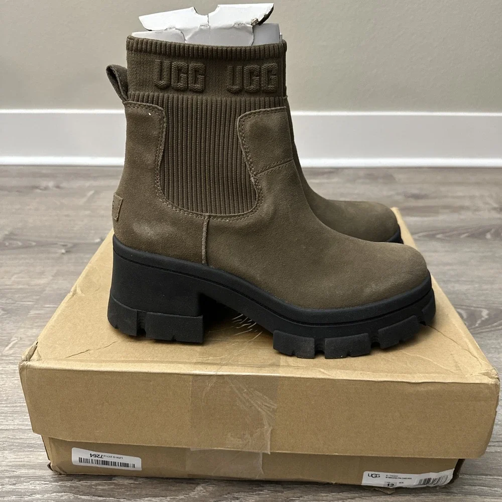 UGG Brooklyn Chelsea Waterproof Platform Boots Brown US 12/UK 10/EU 43